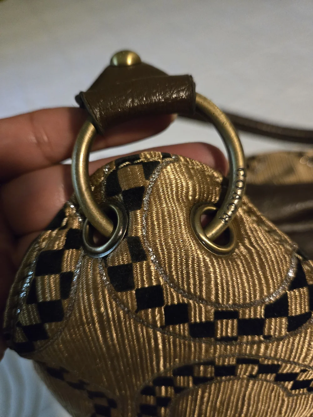 Coach vintage  Gold and Brown Circle Jacquard Hobo Shoulder Bag